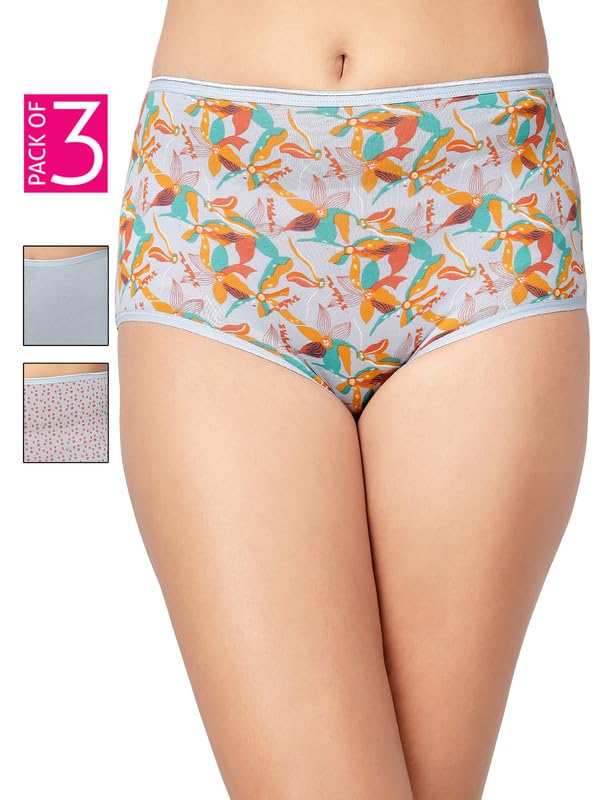 Clovia Bragas hipster de cintura alta para mujer, de algodón, 3 unidades, varios