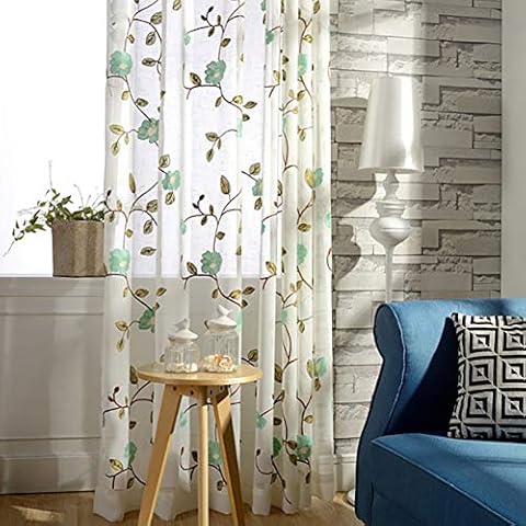 TriGold Sheer Voile Window Curtain Drapes,floral Embroidered Sheer Curtains Grommets,rustic Window Curtain Panels Farmhouse B-grommets 300x270cm(118x106inch) Cover