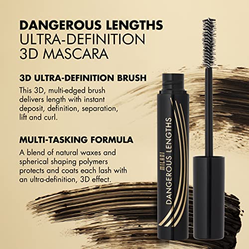 Milani Dangerous Lengths - Ultra Def 3D Mascara - Black (0.28 Fl. Oz.) Paraben-Free Lengthening Mascara That Dramatically Lifts, Separates And Lengthens Lashes #TOP3
