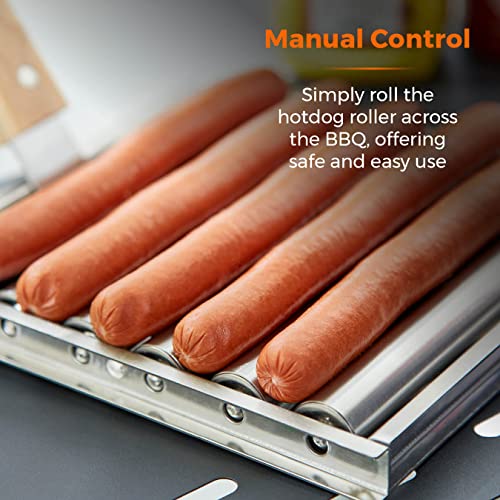 Tower BBQ Hot Dog Roller mit Holz Stay Cool Griff Robuste Konstruktion Edelstahl 5