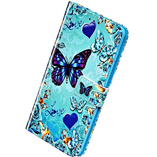 Herbests Compatibile con iPhone 7 Plus / 8 Plus 5.5' Cover,Custodia Pelle Portafoglio Flip Case a Libro Bookstyle Cover con Chiusura Magnetica Carte Slots Custodia Colorate Wallet Case,Farfalla