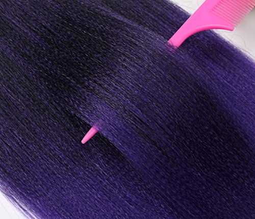 Pre Stretched Braiding Hair, 20 Inch Kanekalon Braiding Hair, 8 Packs Soft Yaki Texture, Itch Free, Hot Water Setting Synthetic Hair Extensions For Braids (20In,1B/Purple) #TOP3