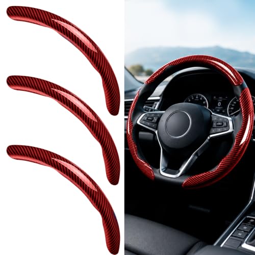 Alieemo Carbon Fiber Car Steering Wheel Cover, Segmented Butterfly, Red