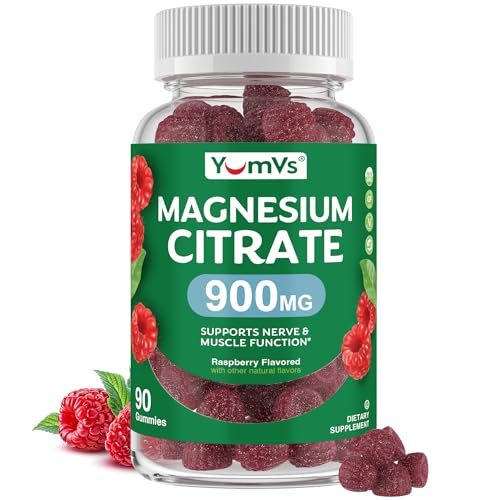 YUM-V'S raspberry magnesium citrate gummies, 90 count — the only chewable option in this halal magnesium lineup