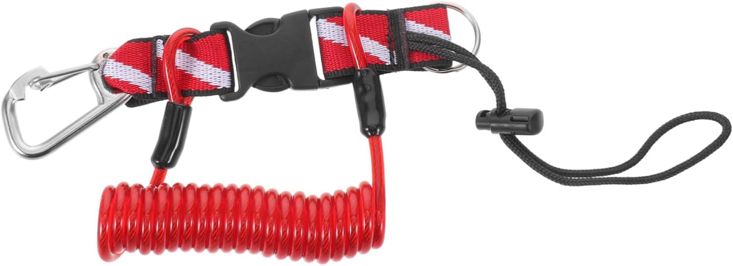 YARNOW Diving Safety Lanyard with Quick Release Buckle, Red Neoprene Scuba Camera and Flashlight Tether with Dive Flag for Underwater Diving and Snorkeling Equipment