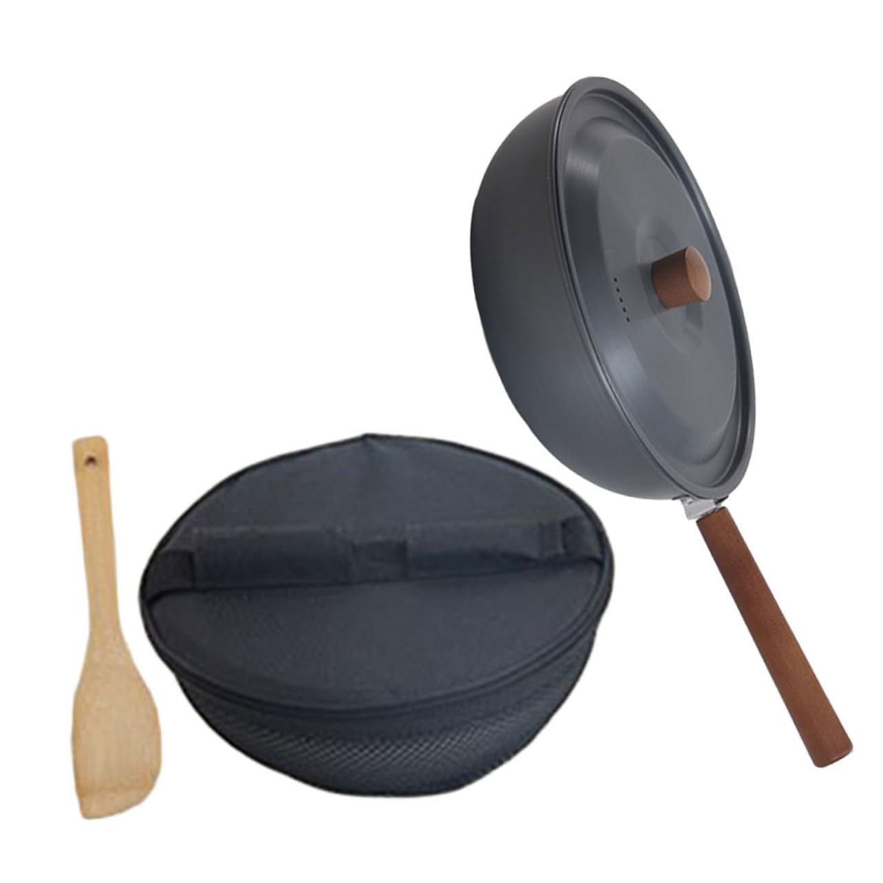 Abaodam Cazuela Camping Gas Portátil de Camping para Cocinar, Sartén Pequeña de Aleación de Aluminio Mango Desmontable y Superficie Antiadherente para Picnics y Viaje