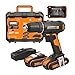 WORX 18V(20V MAX) Taladro Atornillador sin Cable WX108.2, Powershare, Destornillador Eléctrico Máx. 45 Nm, con 2 Baterías de 2,0 Ah y 30 Brocas, 2 Velocidades, Led, Portabrocas de 13 mm sin Llave