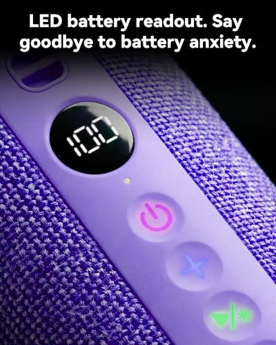 BassBloom Roar 3 Portable Bluetooth Speaker,20W Powerful Sound with Deep Bass,IPX6 Waterproof,24H Playtime,Bluetooth 5.4,RGB Lights,Wireless TWS Pairing (Purple) β image 6