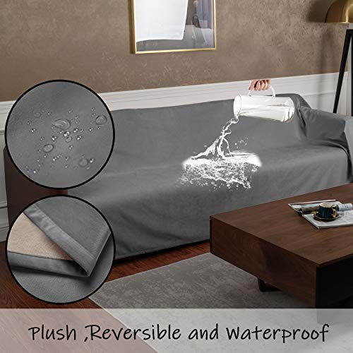 Ameritex Pet Bed Blanket Reversible 100% Waterproof Velvet Super Soft For Sofa And Bed (52X82 Inches, Light Grey+Beige) #TOP3