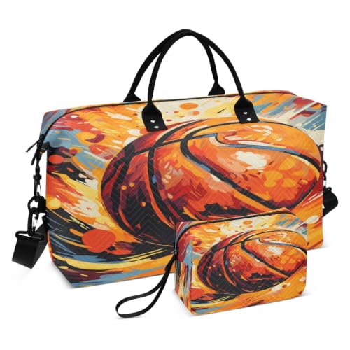 Sac de voyage basket-ball avec trousse de toilette pour sport et week-end