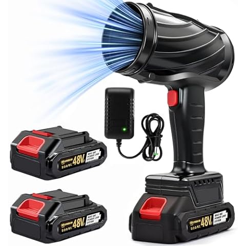 LOVFEN turbojet Blower, 20,000 RPM Electric Cordless Leaf Blower, 20V 2.0/4.0AH Battery-Powered Jet Drying Blower, high Pressure, car Dryer, Handheld Snow Blower, Home and Outdoor, Leaf Blower，Black Cover