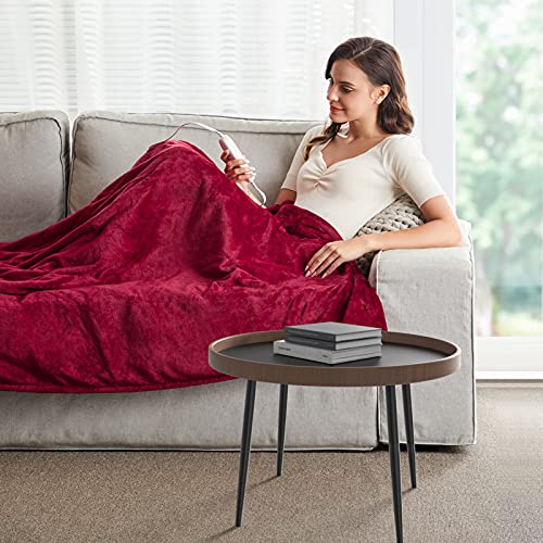 Heated Blanket Electric Throw, 10 Levels & 4H Timer Auto-Off, Machine Washable, Soft Flannel Sherpa Full Body Warming, Sofa Bed Office Use, Heating Blanket 50" X 60", Red #TOP5
