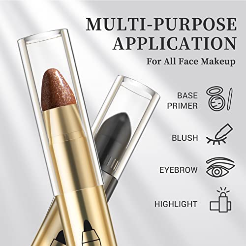 3Pcs Glitter Cream Eyeshadow Stick, 2 In 1 Makeup For Eyes Shimmer Sparkle Glow Light Colors Pencil Stick, Cream Brown Eye Shadow Pencil,Long Lasting Waterproof Eye Shadow Make Up With Soft Brush #TOP1