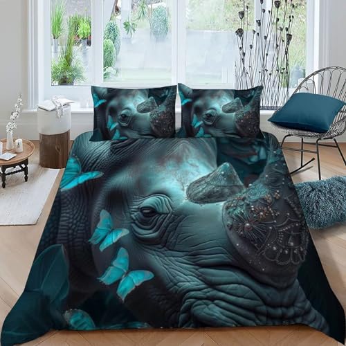 Housse de couette King rhinocéros microfibre 220x240cm