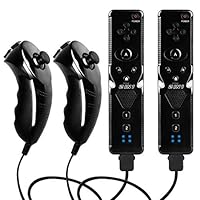 2 Pack Wii Remote with Wii Motion Plus Inside | Shock Wii Nunchuk Controller | Compatible Nintendo Wii, Wii U