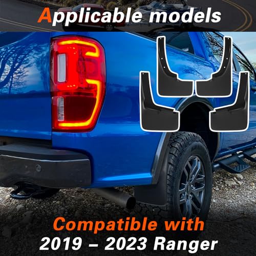 Image of Ranger Mud Flaps Compatible with Ford Ranger 2019-2023 Trucks Mud Guards Splash Guards 4pcs