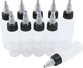 HuoHuo PET Plastic Extruded Liquid Bottle squeeze dropper dispensing 10 Pcs 1 oz wash Bottle,drip Tattoo Ink,Watercolor Pigment Ink Discharge(30ml/60ml)