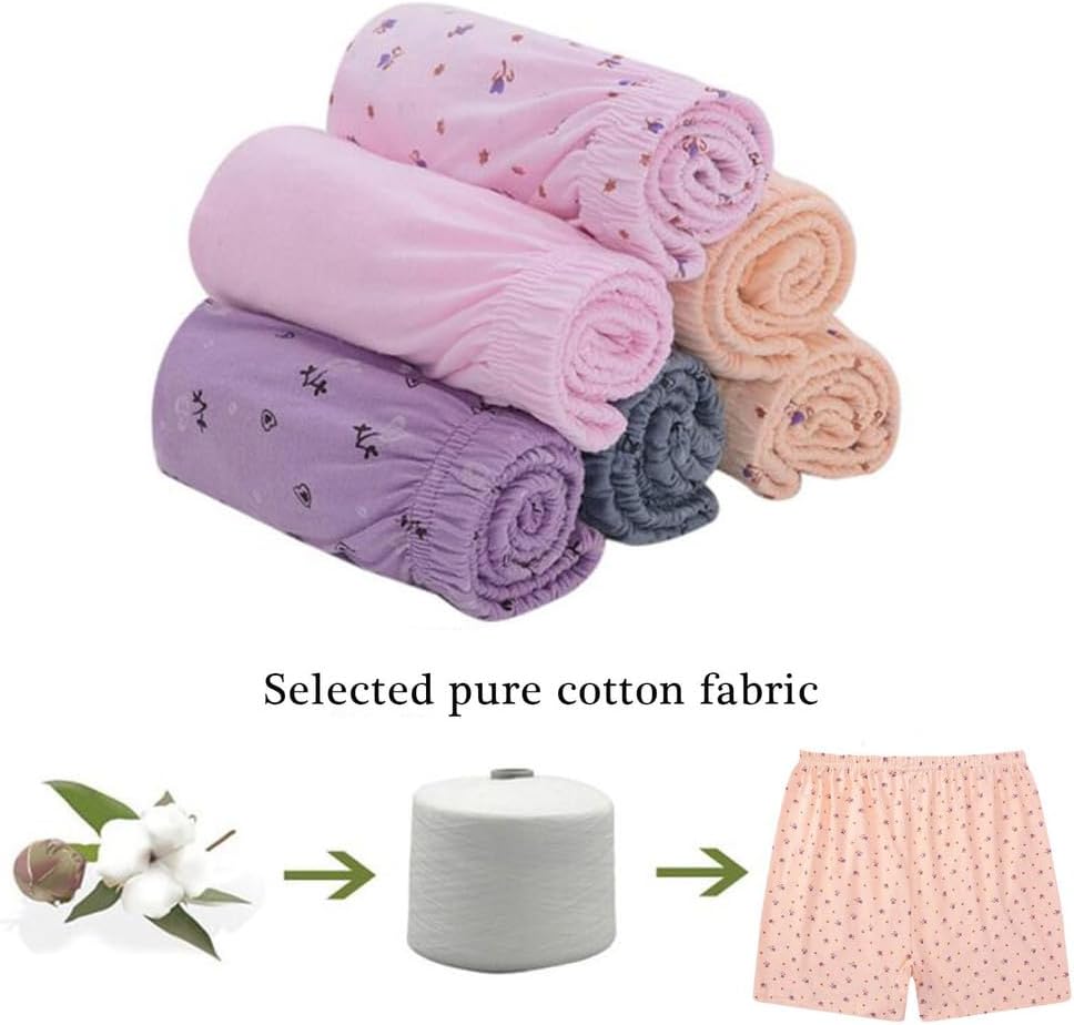 Cotton Women's Underwear Boxer Briefs Loose Soft Panties Shorts For Middle Elderly Ladies 5pcs