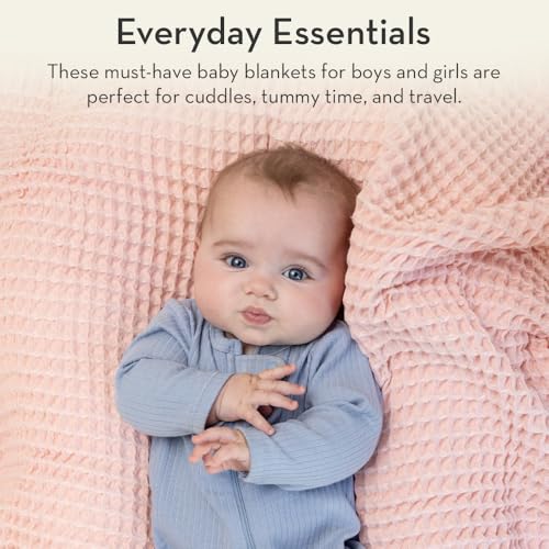 Bella Tunno Waffle Baby Blanket, 100% Cotton, Soft, Breathable & Lightweight, 40\" x 40\" Swaddle Blanket for Newborns, Infants, Boys & Girls, Cozy Throw for Crib, Stroller, Travel & Nursery (Rain)
