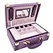 MISYLPH Multifunctional Two-Layer Woven Leather Jewelry Box Organizer with Handle (Purple)