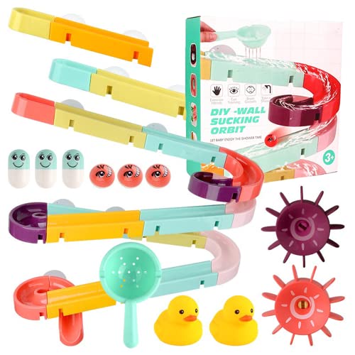 Hbjcsg Bath Toys Water Balls Tracks For Kids Toddlers Bath Wall Toy Waterfall Fill Spin Multicolor Diy Take Apart Set Shower Gift For Children (44Pcs) #TOP3