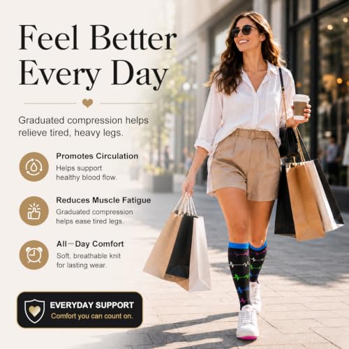 Image of Laite Hebe 4 Pairs-Compression Socks for Women&Men Circulation-Best Support for Nurses,Running,Athletic