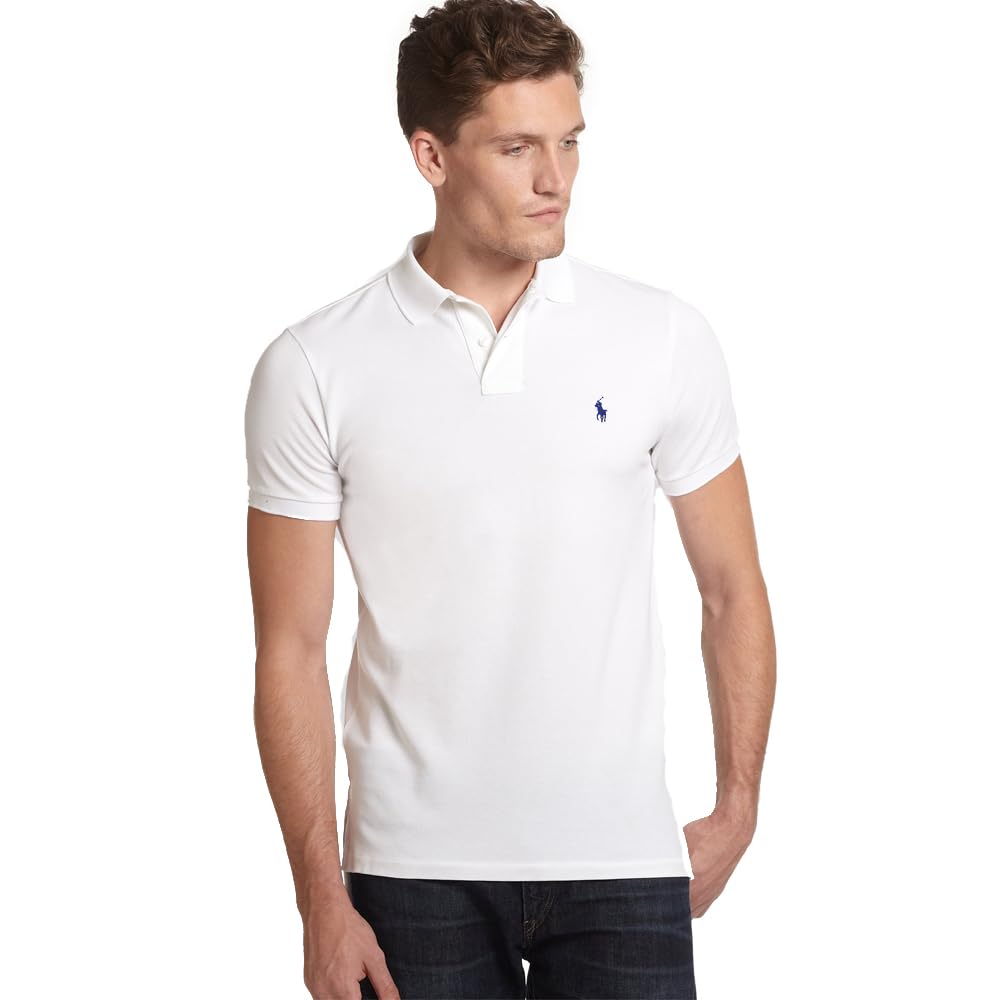 Ralph Lauren Custom Slim-Fit Pique Polo Shirt, White, XXL