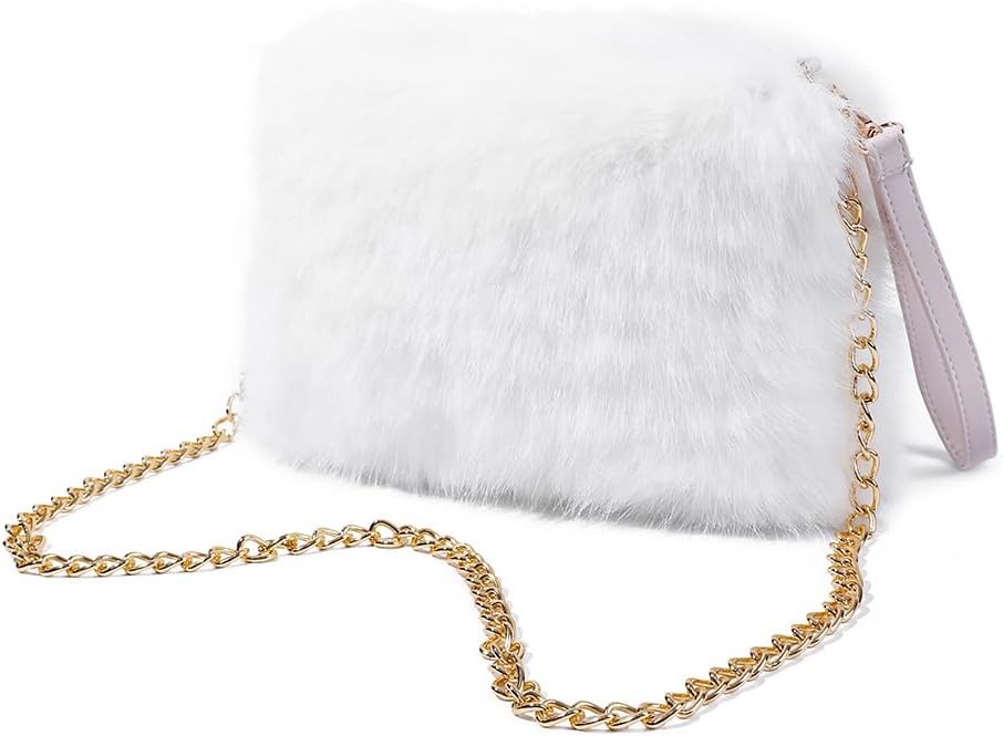 ZOSCGJMY Evening Faux Fur Handbags for Women Furry Fluffy Fuzzy Bags Purse Crossbody Shoulder Strap - Image 6