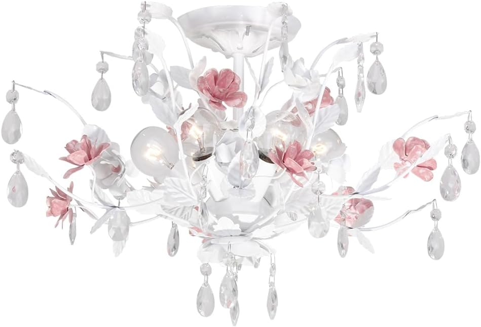 Crystorama Lola 6 Light Wet White Semi Flush Mount