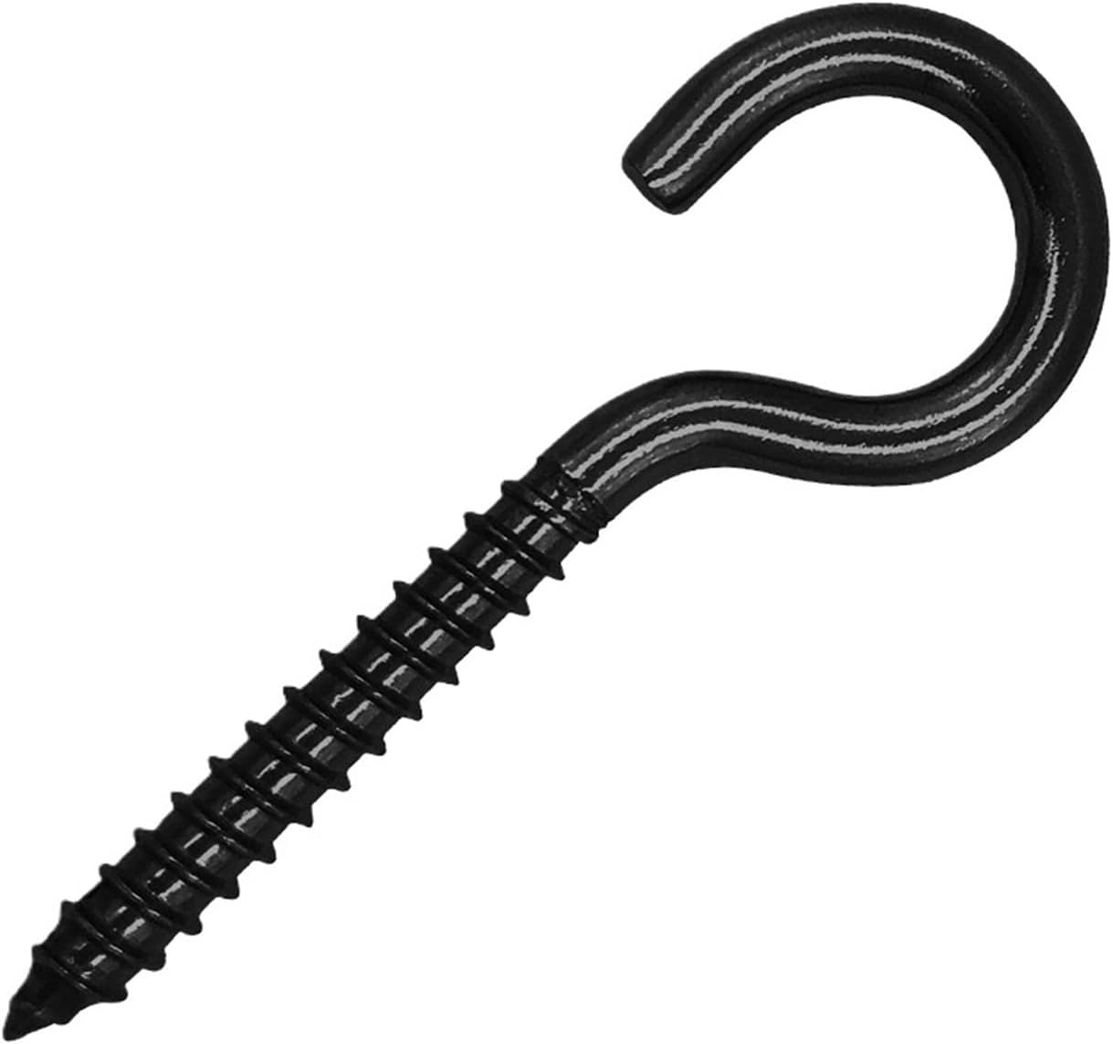 Screw Hooks 50pcs Screw Hooks Ceiling Cup Hook Black Zinc Plating Steel Screw Eyes for Hanging Lights Plant Hanger for Hanging(NO.5)
