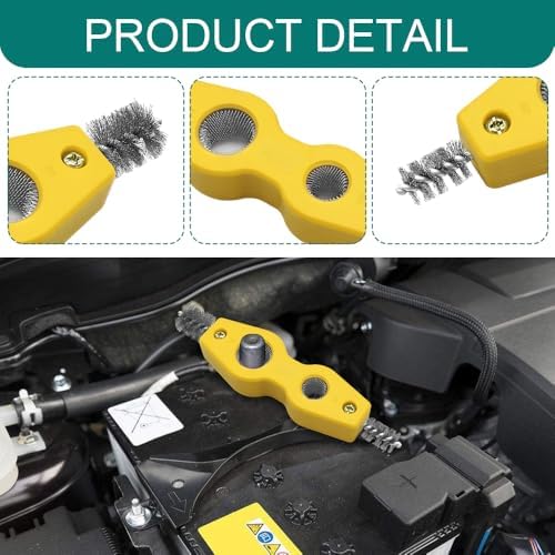 4 in 1 Car Battery Terminal Cleaning Brush, Yellow — 사진 3
