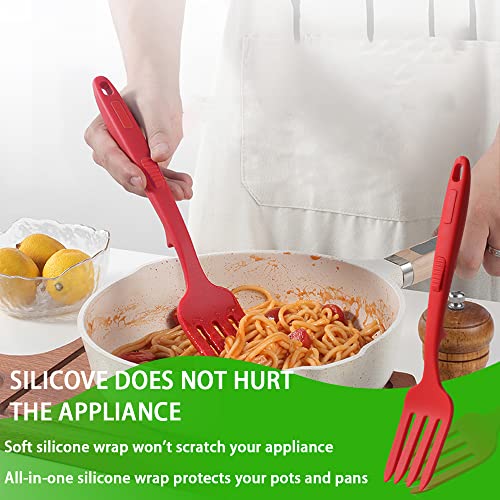 4 Pcs Silicone Fork Cooking Spoons Slotted Spoons Silicone Flexible Fork Silicone Nonstick Mixing Spoon Large Nonstick Heat Resistant Cooking Utensils For Kitchen Cooking Bake Stir Draining Tool #TOP1