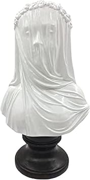 Veiled Lady Bust, 9.8" Maiden Bust Gothic Statue Handmade Sculpture Veiled Lady Cloaked Woman Home Decor Living Room Art Collection Decorative Objects