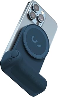 ShiftCam SnapGrip - Mobile Battery Grip with Wireless Shutter Button - Magnetic Mount Snaps on to Any Phone - Built in Powerbank with Qi Wireless Charging - Tabletop Dock | Abyss Blue