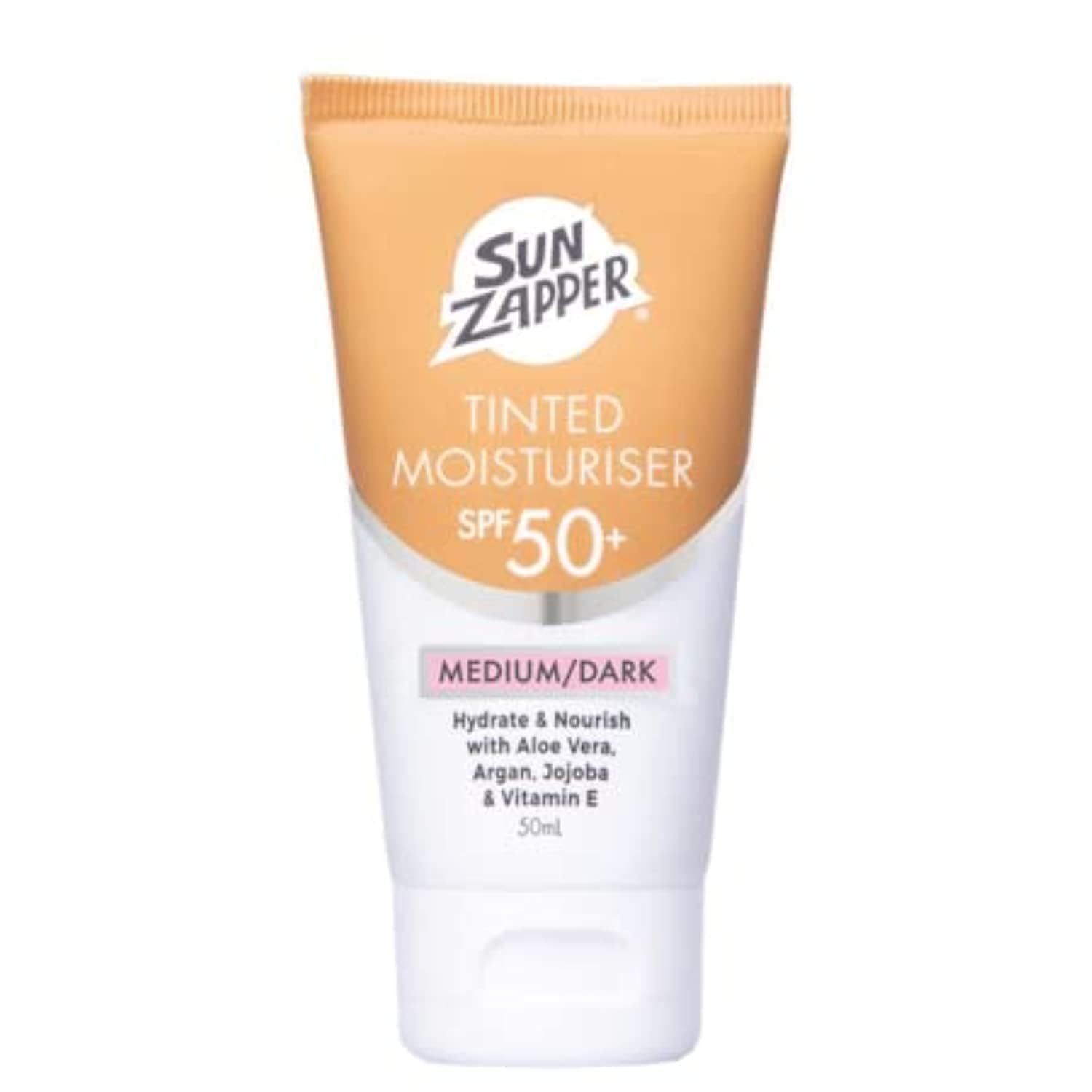 Sun Zapper BB Cream Tinted Sunscreen – SPF 50+ Moisturizer with Aloe Vera, Kakadu Plum, Jojoba, Vitamin E – Medium/Dark Shade – 50mL (1.69oz) – Made in Australia