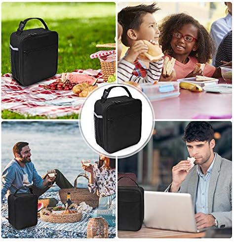 IWTTWY Insulated Lunch Bag Camo Cooler Bag Portable Carrying Lunch Box Bag for Boys Girls Women Men to School Office Outdoor (Black)