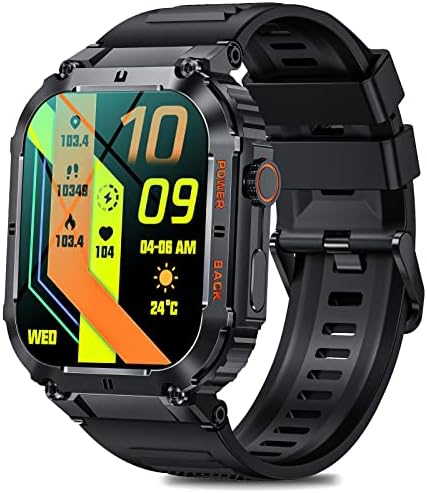 Military Smart Watch for Men (Answer/Make Call), 1.96 Inches HD Rugged Outdoor Tactical Smartwatch, Fitness Tracker Sports Watch with Heart Rate Blood Pressure Sleep Monitor for iPhone Android Phone