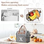 Initial Lunch Bag Women, Insulated Lunch Box Wide Open Lunch Tote Bag - M - Image 4