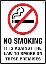 No Smoking It is Against The Law Metal Tin Sign Aluminum Warning Signs Indoor & Outdoor Road Street Business for Yard Lawn Farmhouse Wall Decor 12x16 inch