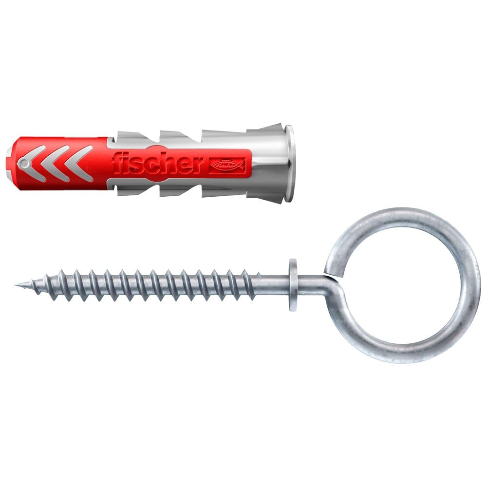 fischer Profesjonalne pudełko DuoPower z haczykami, pudełko na kołki z 70 elementami (20 szt. 6 x 30, 20 szt. 8 x 40, 30 szt. haków kątowych, okrągłych i oczkowych), uniwersalne kołki, praktyczna
