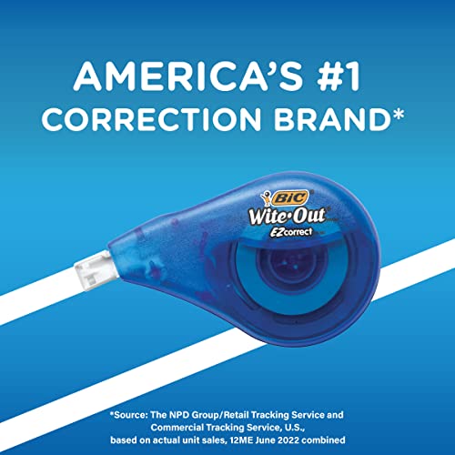 BIC Wite-Out Brand EZ Correct Correction Tape, 39.3 feet, 4-Count Pack of White Correction Tape, Fast, Clean and Easy to Use Tear-Resistant Tape Office or School Supplies by BIC - Image 6