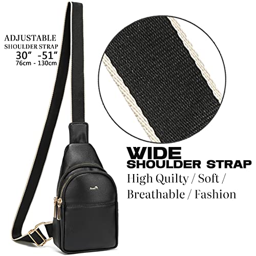 Peyorom Small Crossbody Sling Bag For Women, Vegan Leather Chest Bags Sling Backpack Hiking Travel Daypack Black #TOP4