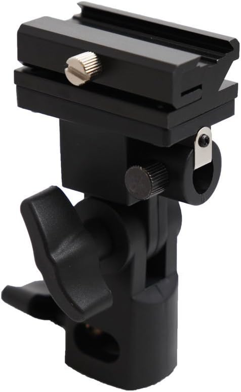Kaavie Universal Swivel Hot Shoe Flash Holder with Umbrella Lock for Light Stand - Black