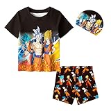 Anime Dragon Swim Shirt and Trucks Set Super Saiyan Hero Boys Swimsuit Rashguard Manga Birthday Party A Black