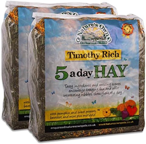Tigerbox 10 Kilogram Natures Own Timothy Rich 5 a Day Hay Foraging Feed for Rabbits Guinea Pigs Chinchillas