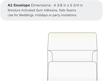 A2 Invitation Envelope - 24# White (4 3/8 x 5 3/4) - Announcement Envelope Series (Box of 250)