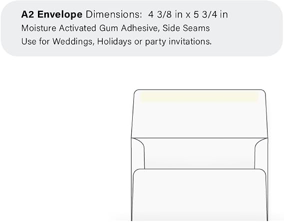 A2 Invitation Envelope - 24# White (4 3/8 x 5 3/4) - Announcement Envelope Series (Box of 250)