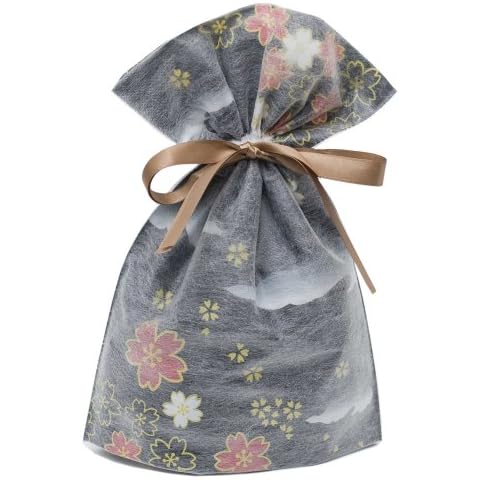 Gift Mate 21019-4 4-Piece Drawstring Gift Bags, Large, Non-Woven Asian Garden, Gray Cover