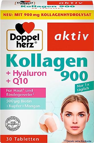 Doppelherz Tabletten mit Kollagenhydrolysat, Vitaminen, Spurenelementen und Coenzym Q10 Nahrungsergänzungsmittel, Weiß, 30 Tabletten