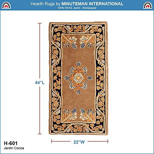 Minuteman International Cocoa Jardin Wool Hearth Rug, Rectangular #TOP2